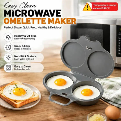 🥳2026 HOT SALE🥳Microwave Egg Poacher——Dual‑cavity, non‑stick & easy clean. Healthier than frying – stock up & save! 🏠✅