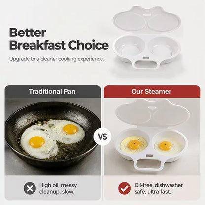🥳2026 HOT SALE🥳Microwave Egg Poacher——Dual‑cavity, non‑stick & easy clean. Healthier than frying – stock up & save! 🏠✅