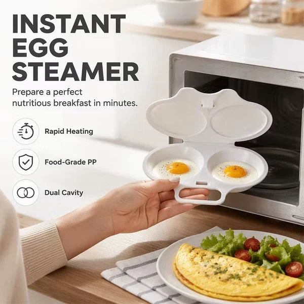 🥳2026 HOT SALE🥳Microwave Egg Poacher——Dual‑cavity, non‑stick & easy clean. Healthier than frying – stock up & save! 🏠✅