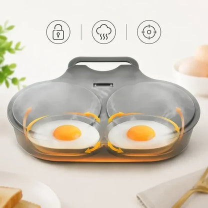 🥳2026 HOT SALE🥳Microwave Egg Poacher——Dual‑cavity, non‑stick & easy clean. Healthier than frying – stock up & save! 🏠✅