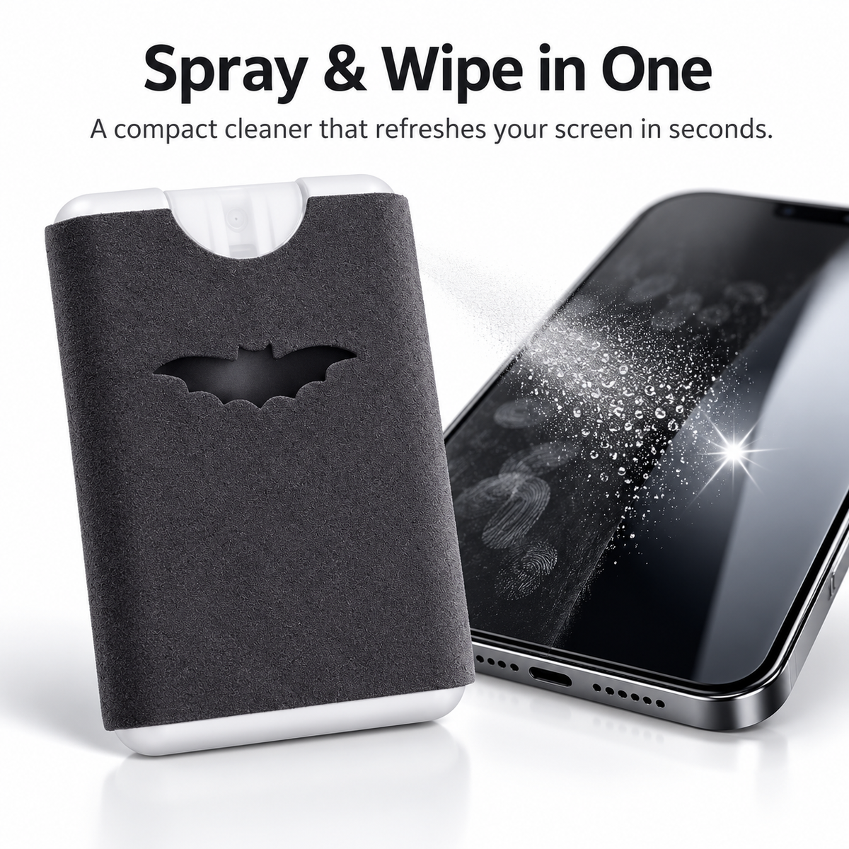 2-in-1 Microfiber Screen Cleaner Spray — Spray & Wipe for a Streak-Free Shine