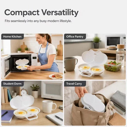 🥳2026 HOT SALE🥳Microwave Egg Poacher——Dual‑cavity, non‑stick & easy clean. Healthier than frying – stock up & save! 🏠✅