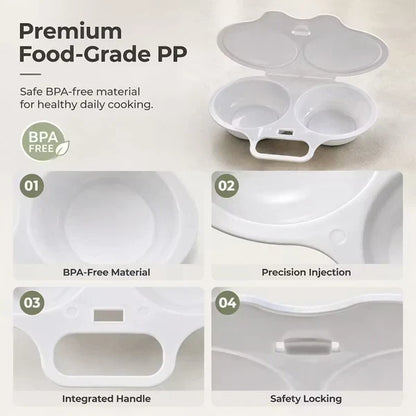 🥳2026 HOT SALE🥳Microwave Egg Poacher——Dual‑cavity, non‑stick & easy clean. Healthier than frying – stock up & save! 🏠✅