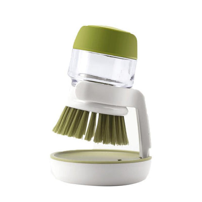 Self-Standing Soap Dispensing Dish Brush – Refillable Kitchen Scrub Brush with Holder